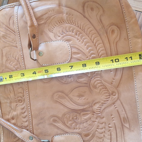Hand-Tooled Tan Leather Tote Bag - Picture 8 of 8